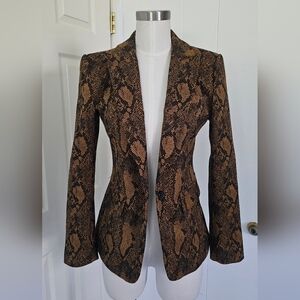 Joie Anilah Mesa Blazer Snakeprint SIZE 4 Black And Brown One Button